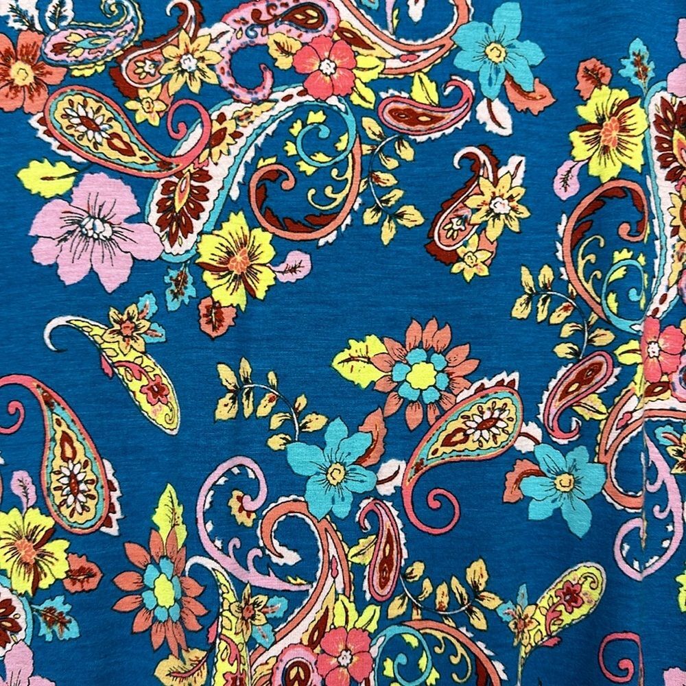 Cable & Gauge Womens Top Multicolor Paisley Boat Neck Split 3/4 Sleeve Sz XL - Picture 5 of 9